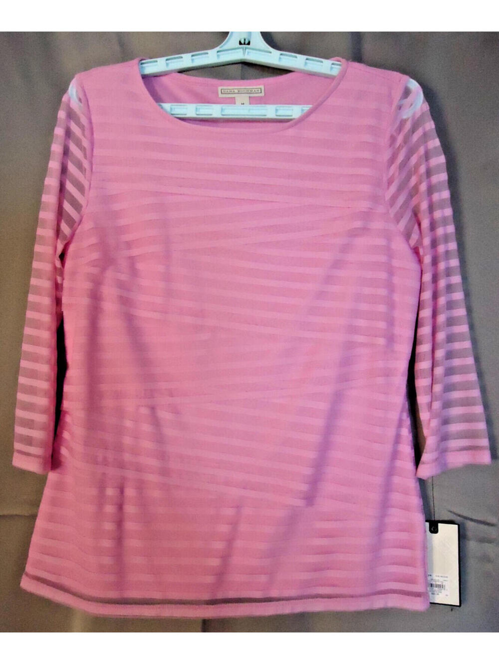 Dana Buchman Garden Bloom Sheer Tiered Blouse Pink Size Medium New